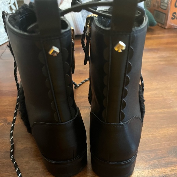 NWOT Kate Spade Combat Boot Leather Faux Fur Lug Sole Sz 6B Style Raquelle - Picture 4 of 7